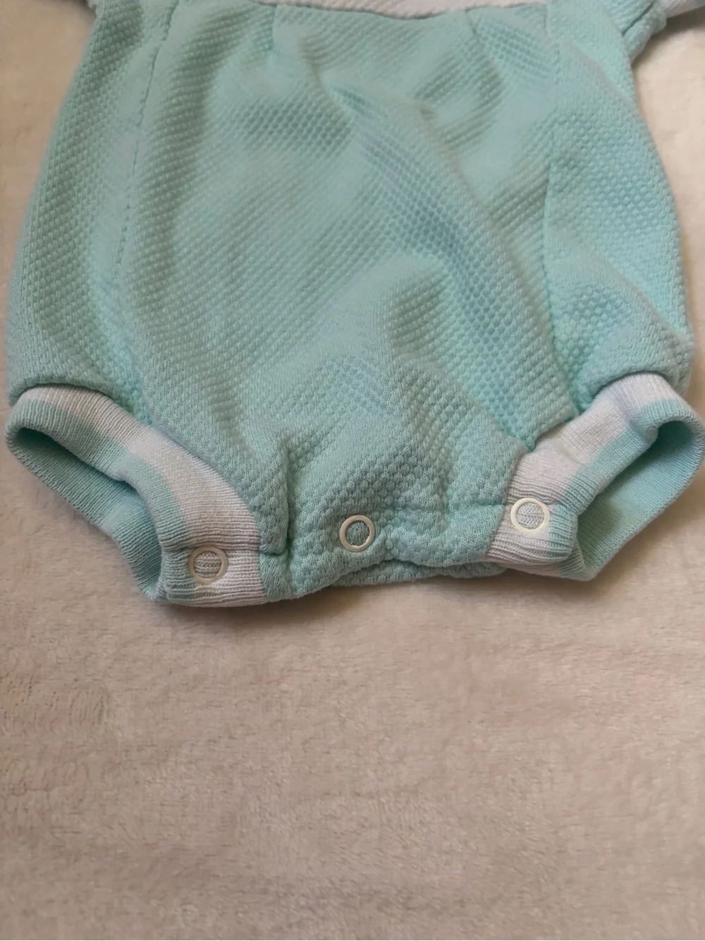 2pc Vintage Buster Brown Mint Teddy Bear Romper + HALO SleepSack Bundle 6-12M